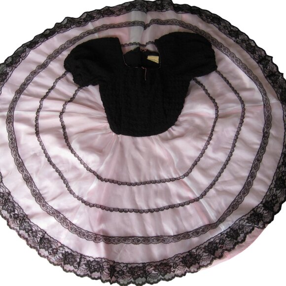 Vintage 70s Square Dance Circle Dress Black Pink Western Rockabilly 28" Waist US - Picture 1 of 6